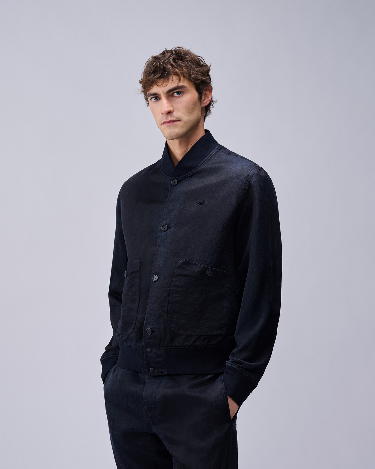 【Massimo Osti】ネイビー ジャケット Silk and Rafia Chapter: Material Duality | Massimo Osti Studio